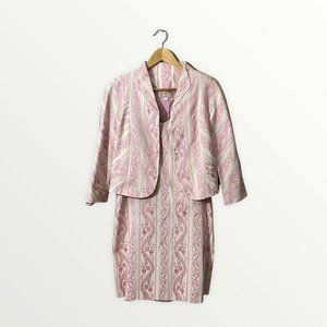 Vintage Nicole Miller Strapless Embroidery Dress & Jacket Blazer 2 Piece Suit 6